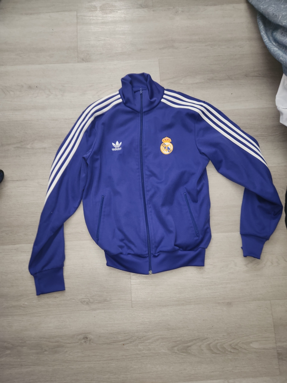 adidas Royal Blue Real Madrid Track Jacket with White Stripes